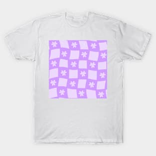 Large Floral Checker Board - Digital Lavender T-Shirt